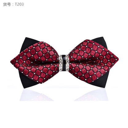1Piece Bling Crystal Metal Decoration Sharp Corners Bow Tie Butterfly Knot Men's Accessories Wedding Party Banquet Club Business