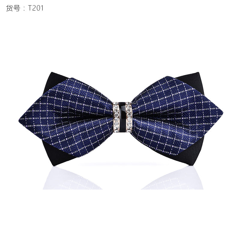 1Piece Bling Crystal Metal Decoration Sharp Corners Bow Tie Butterfly Knot Men's Accessories Wedding Party Banquet Club Business