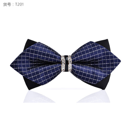 1Piece Bling Crystal Metal Decoration Sharp Corners Bow Tie Butterfly Knot Men's Accessories Wedding Party Banquet Club Business