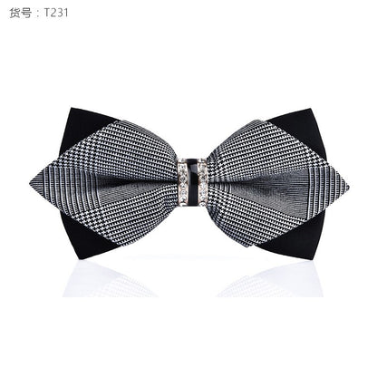 1Piece Bling Crystal Metal Decoration Sharp Corners Bow Tie Butterfly Knot Men's Accessories Wedding Party Banquet Club Business