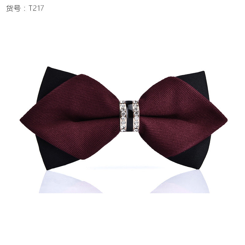 1Piece Bling Crystal Metal Decoration Sharp Corners Bow Tie Butterfly Knot Men's Accessories Wedding Party Banquet Club Business