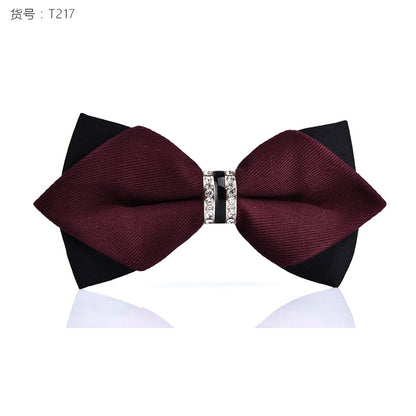 1Piece Bling Crystal Metal Decoration Sharp Corners Bow Tie Butterfly Knot Men's Accessories Wedding Party Banquet Club Business