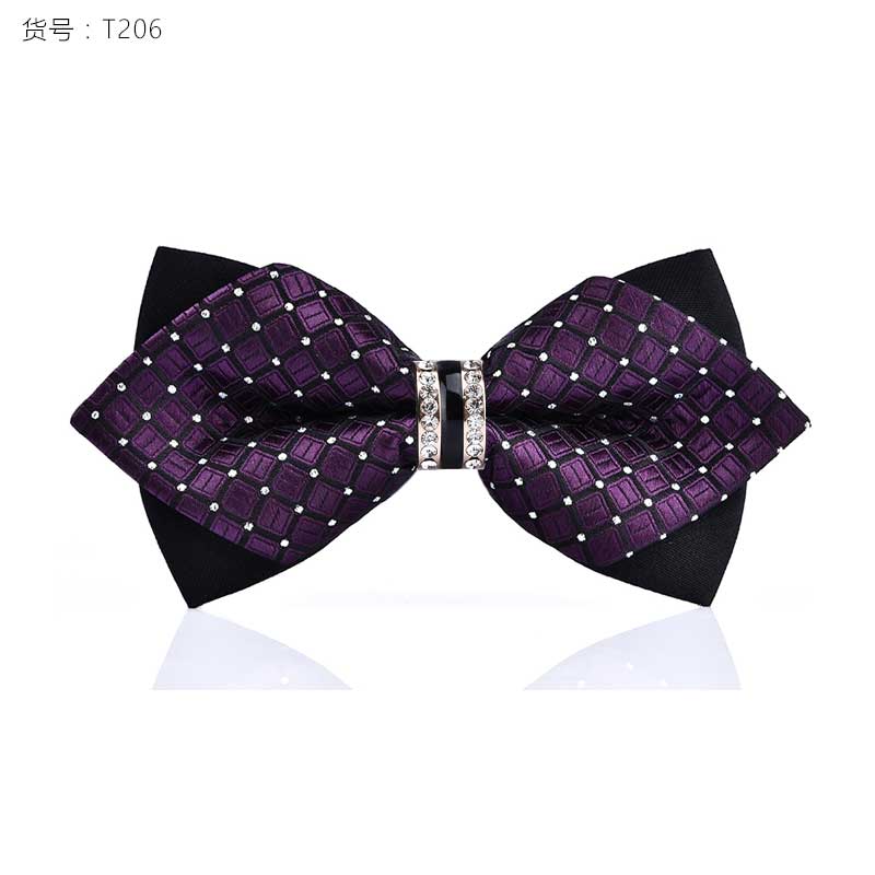 1Piece Bling Crystal Metal Decoration Sharp Corners Bow Tie Butterfly Knot Men's Accessories Wedding Party Banquet Club Business