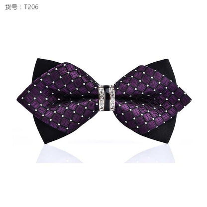 1Piece Bling Crystal Metal Decoration Sharp Corners Bow Tie Butterfly Knot Men's Accessories Wedding Party Banquet Club Business