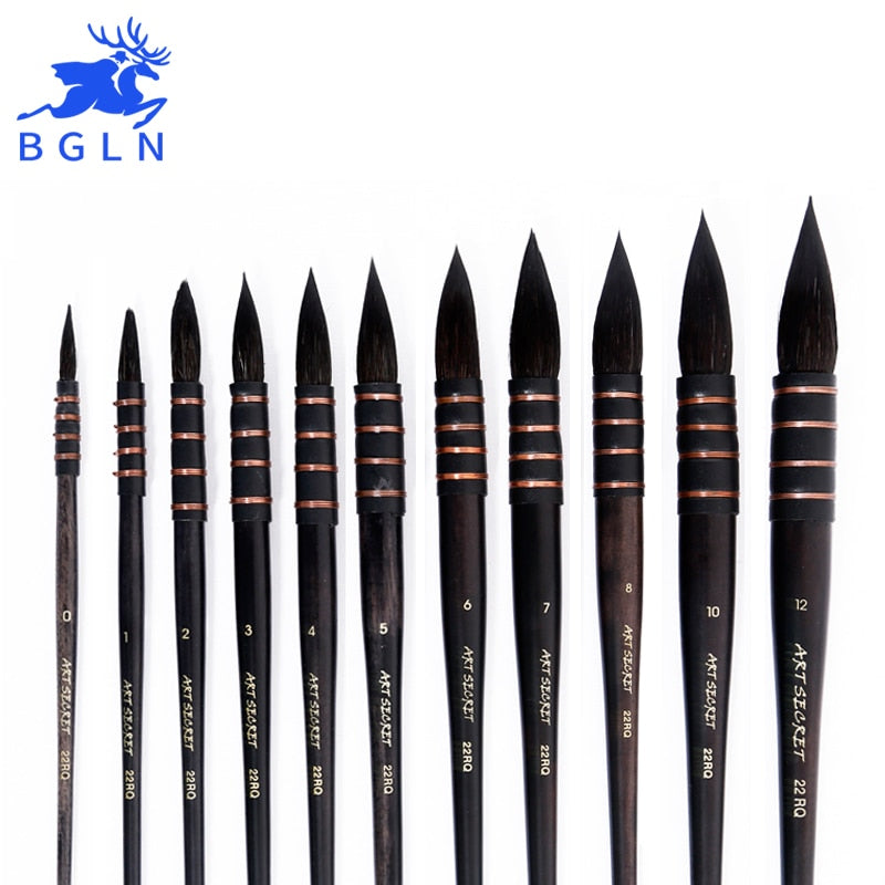 1Piece Handmade Squirrel's Hair Artist Watercolor Paint Brush French Style Pointed Painting Brushes For Watercolor Art Supplies