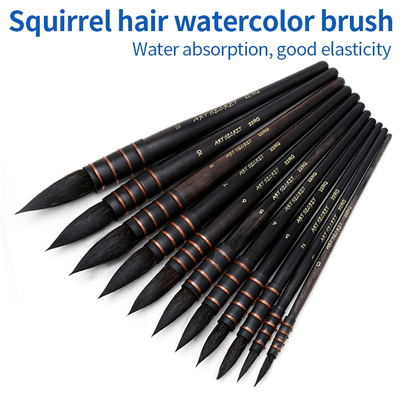 1Piece Handmade Squirrel's Hair Artist Watercolor Paint Brush French Style Pointed Painting Brushes For Watercolor Art Supplies