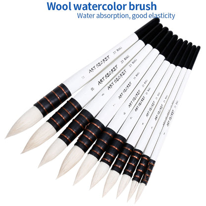 1Piece Wool Hair Watercolor Paint Brush Professional Pointed Black&amp;White Handle Painting Brushes Art Supplies 23RSG