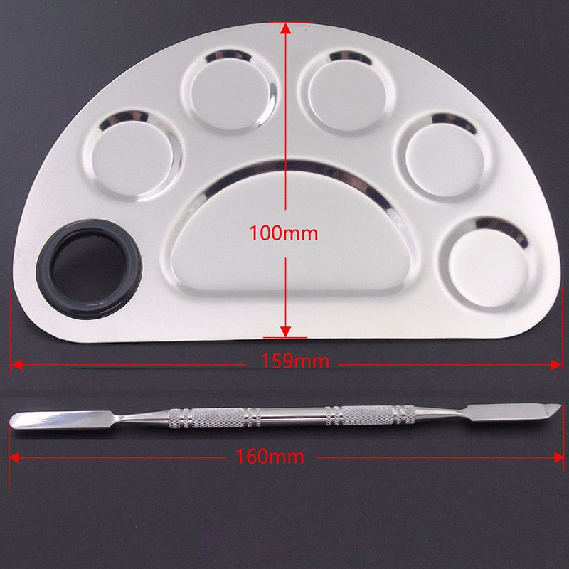 1set Nail Art Palette Painting Gel Polish Paint Mixing Plate Half Round Manicure Spatula Nail Supplies Tool for Professional New
