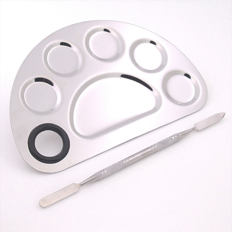 1set Nail Art Palette Painting Gel Polish Paint Mixing Plate Half Round Manicure Spatula Nail Supplies Tool for Professional New