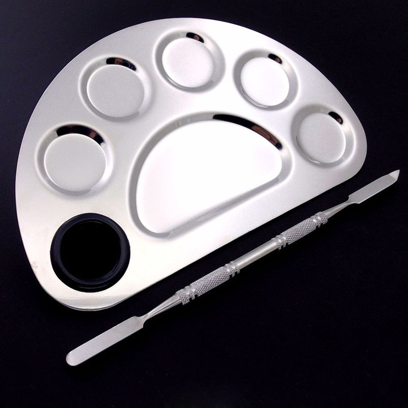 1set Nail Art Palette Painting Gel Polish Paint Mixing Plate Half Round Manicure Spatula Nail Supplies Tool for Professional New