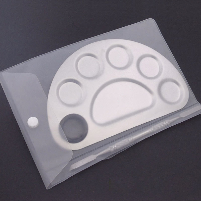 1set Nail Art Palette Painting Gel Polish Paint Mixing Plate Half Round Manicure Spatula Nail Supplies Tool for Professional New