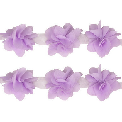 1yard=12pcs flowers 3D Chiffon Cluster Flowers Lace Dress Decoration Lace Fabric Applique Trimming Sewing Supplies