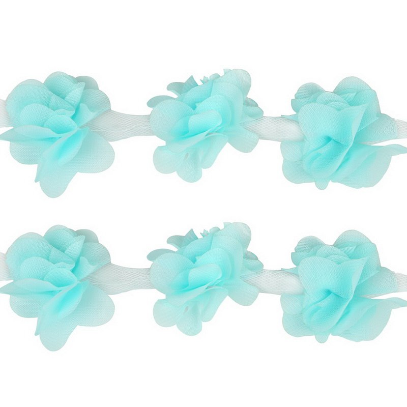 1yard=12pcs flowers 3D Chiffon Cluster Flowers Lace Dress Decoration Lace Fabric Applique Trimming Sewing Supplies