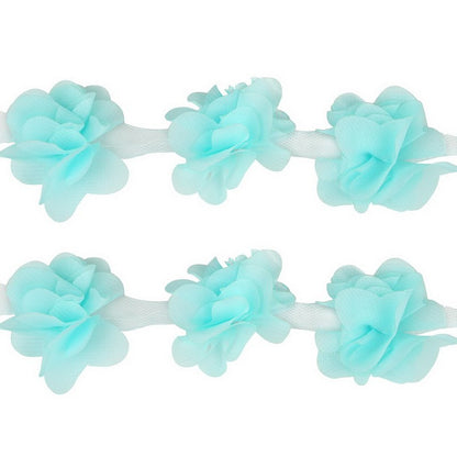 1yard=12pcs flowers 3D Chiffon Cluster Flowers Lace Dress Decoration Lace Fabric Applique Trimming Sewing Supplies