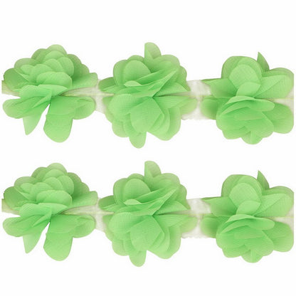 1yard=12pcs flowers 3D Chiffon Cluster Flowers Lace Dress Decoration Lace Fabric Applique Trimming Sewing Supplies