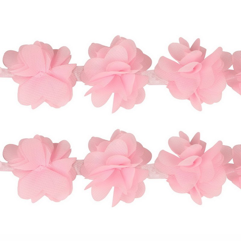 1yard=12pcs flowers 3D Chiffon Cluster Flowers Lace Dress Decoration Lace Fabric Applique Trimming Sewing Supplies