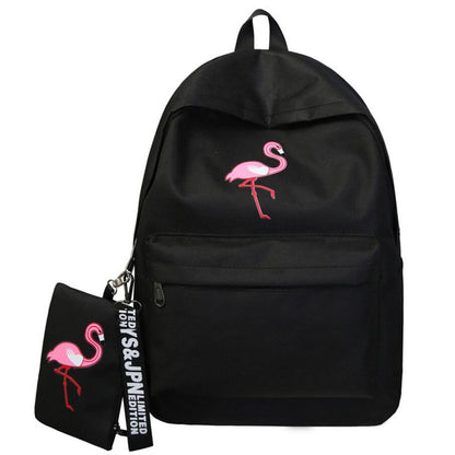 2 Pcs women Composite backpack cute fashion Flamingo printing backpacks for teenagers women Satchel school bag mochilas rucksack