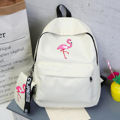 2 Pcs women Composite backpack cute fashion Flamingo printing backpacks for teenagers women Satchel school bag mochilas rucksack