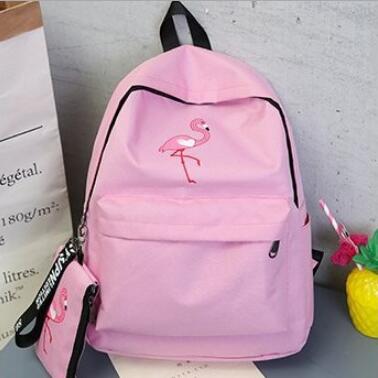 2 Pcs women Composite backpack cute fashion Flamingo printing backpacks for teenagers women Satchel school bag mochilas rucksack