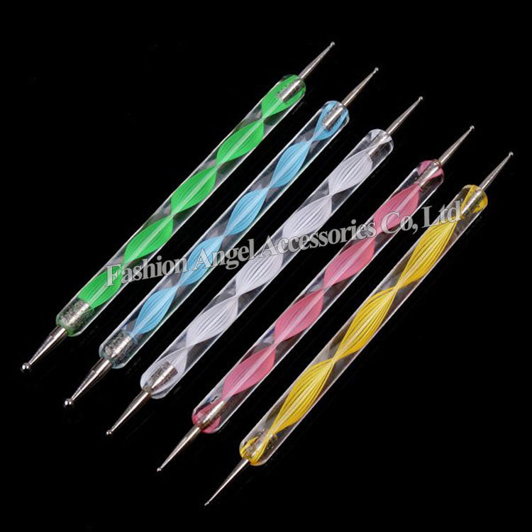 2 Way Nail Dotting Pen,5pcs Marblezing DIY Nail Art Rhinestone Decoration Dot Painting Manicure Tools Supplies,Free Shipping