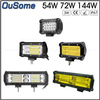 2 pieces 5" 54W 5.5" 72W 8.5" 144W high power IP67 waterproof 4300K 6500K 10-30V DC offroad car led work light amber 12v 24v