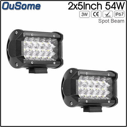 2 pieces 5" 54W 5.5" 72W 8.5" 144W high power IP67 waterproof 4300K 6500K 10-30V DC offroad car led work light amber 12v 24v