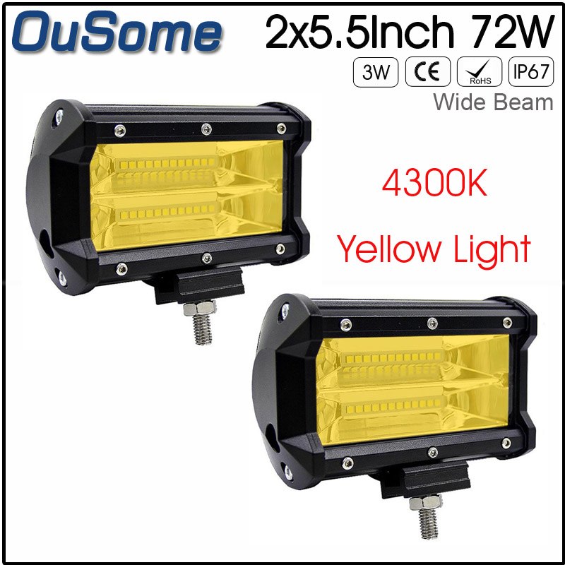 2 pieces 5" 54W 5.5" 72W 8.5" 144W high power IP67 waterproof 4300K 6500K 10-30V DC offroad car led work light amber 12v 24v