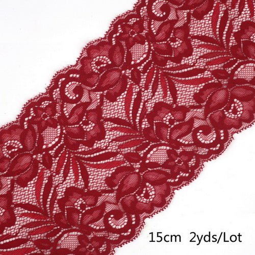 2 yard 15cm Stretch Elastic Lace Ribbon Fabric DIY Garment Accessories Sewing Trim Wedding Decoration