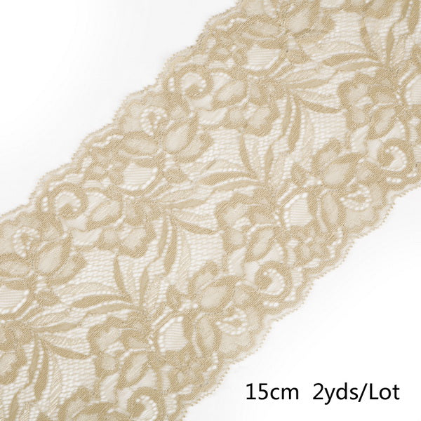 2 yard 15cm Stretch Elastic Lace Ribbon Fabric DIY Garment Accessories Sewing Trim Wedding Decoration