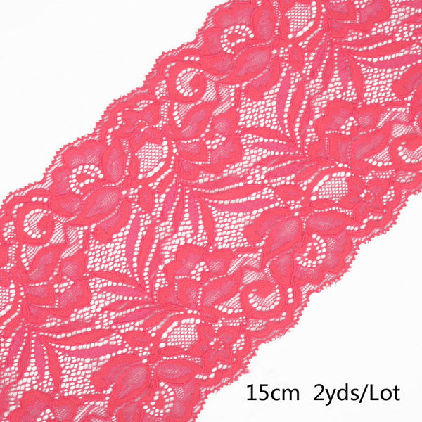 2 yard 15cm Stretch Elastic Lace Ribbon Fabric DIY Garment Accessories Sewing Trim Wedding Decoration