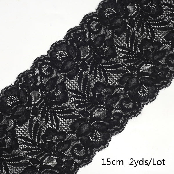2 yard 15cm Stretch Elastic Lace Ribbon Fabric DIY Garment Accessories Sewing Trim Wedding Decoration