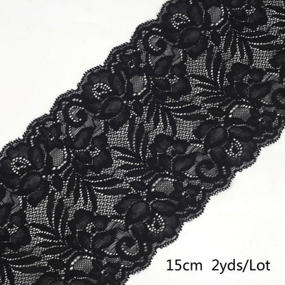 2 yard 15cm Stretch Elastic Lace Ribbon Fabric DIY Garment Accessories Sewing Trim Wedding Decoration
