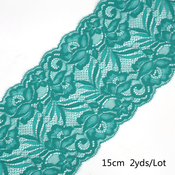 2 yard 15cm Stretch Elastic Lace Ribbon Fabric DIY Garment Accessories Sewing Trim Wedding Decoration