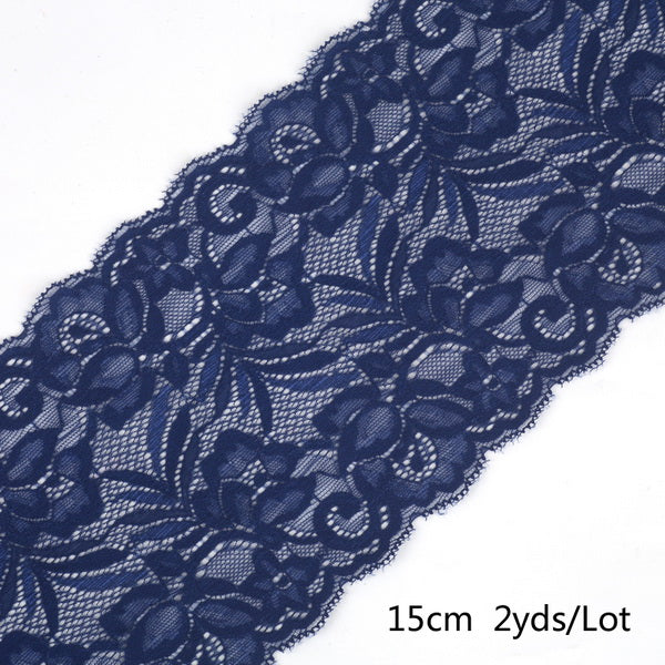 2 yard 15cm Stretch Elastic Lace Ribbon Fabric DIY Garment Accessories Sewing Trim Wedding Decoration