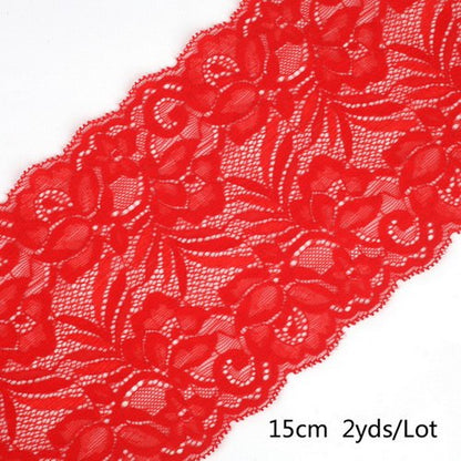 2 yard 15cm Stretch Elastic Lace Ribbon Fabric DIY Garment Accessories Sewing Trim Wedding Decoration