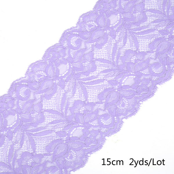 2 yard 15cm Stretch Elastic Lace Ribbon Fabric DIY Garment Accessories Sewing Trim Wedding Decoration