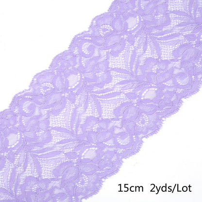 2 yard 15cm Stretch Elastic Lace Ribbon Fabric DIY Garment Accessories Sewing Trim Wedding Decoration