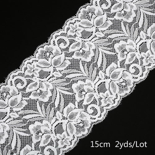 2 yard 15cm Stretch Elastic Lace Ribbon Fabric DIY Garment Accessories Sewing Trim Wedding Decoration