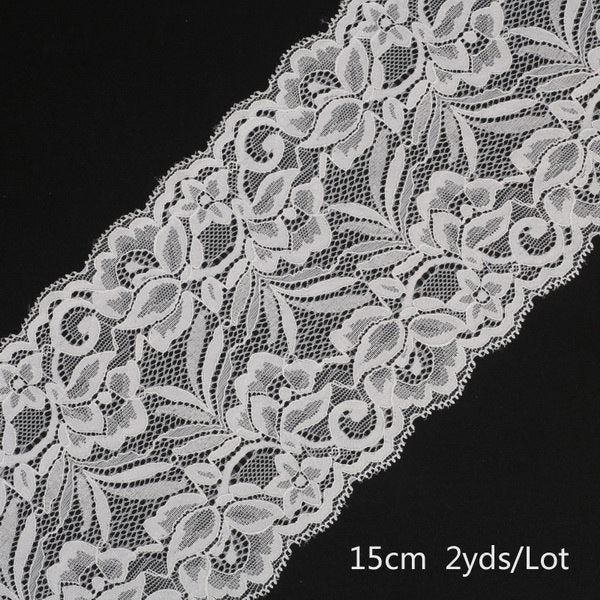 2 yard 15cm Stretch Elastic Lace Ribbon Fabric DIY Garment Accessories Sewing Trim Wedding Decoration