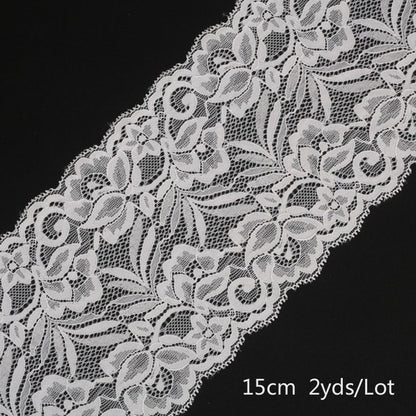 2 yard 15cm Stretch Elastic Lace Ribbon Fabric DIY Garment Accessories Sewing Trim Wedding Decoration