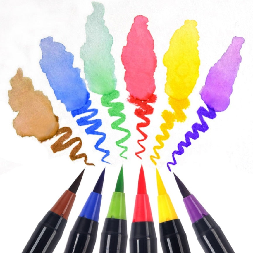 20 Colors Brush Pen Set Colored Smooth Soft Tip Fill The Ink Watercolor Brush Pen Painting Drawing Manga Student Art Supplies
