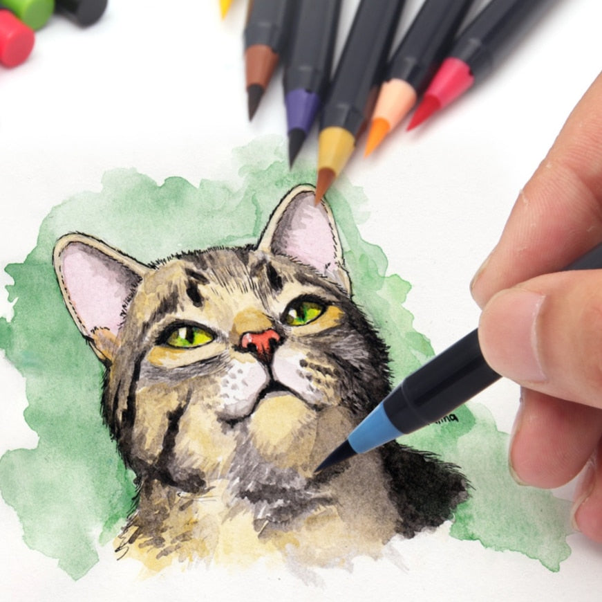 20 Colors Brush Pen Set Colored Smooth Soft Tip Fill The Ink Watercolor Brush Pen Painting Drawing Manga Student Art Supplies