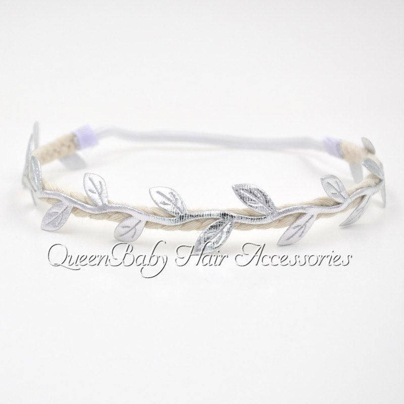 200pcs/lot  Baby  Girl  Leaf Silver Gold Headbands  Newbron Headband  Flowergirl Hair Accessory