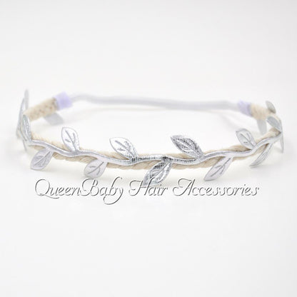 200pcs/lot  Baby  Girl  Leaf Silver Gold Headbands  Newbron Headband  Flowergirl Hair Accessory