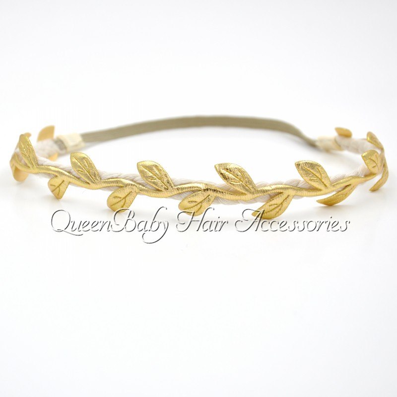 200pcs/lot  Baby  Girl  Leaf Silver Gold Headbands  Newbron Headband  Flowergirl Hair Accessory