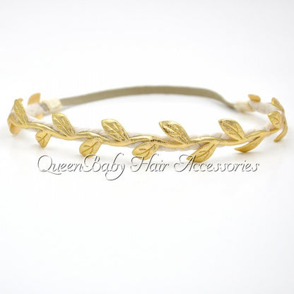 200pcs/lot  Baby  Girl  Leaf Silver Gold Headbands  Newbron Headband  Flowergirl Hair Accessory