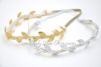 200pcs/lot  Baby  Girl  Leaf Silver Gold Headbands  Newbron Headband  Flowergirl Hair Accessory