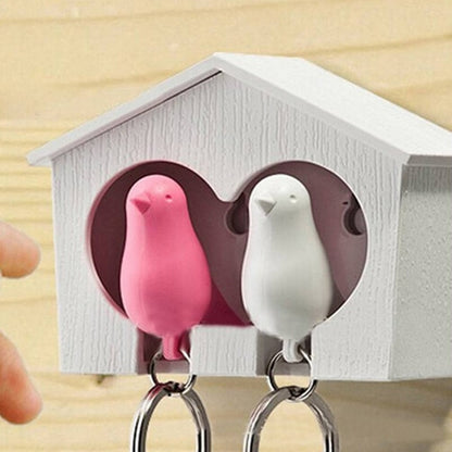 2016 New Arrival llavero Whistle Bird House key chains couple Wall Mount Hook Sparrow Birdhouse Key chain key ring for the keys