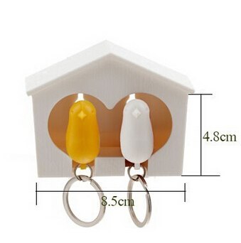 2016 New Arrival llavero Whistle Bird House key chains couple Wall Mount Hook Sparrow Birdhouse Key chain key ring for the keys