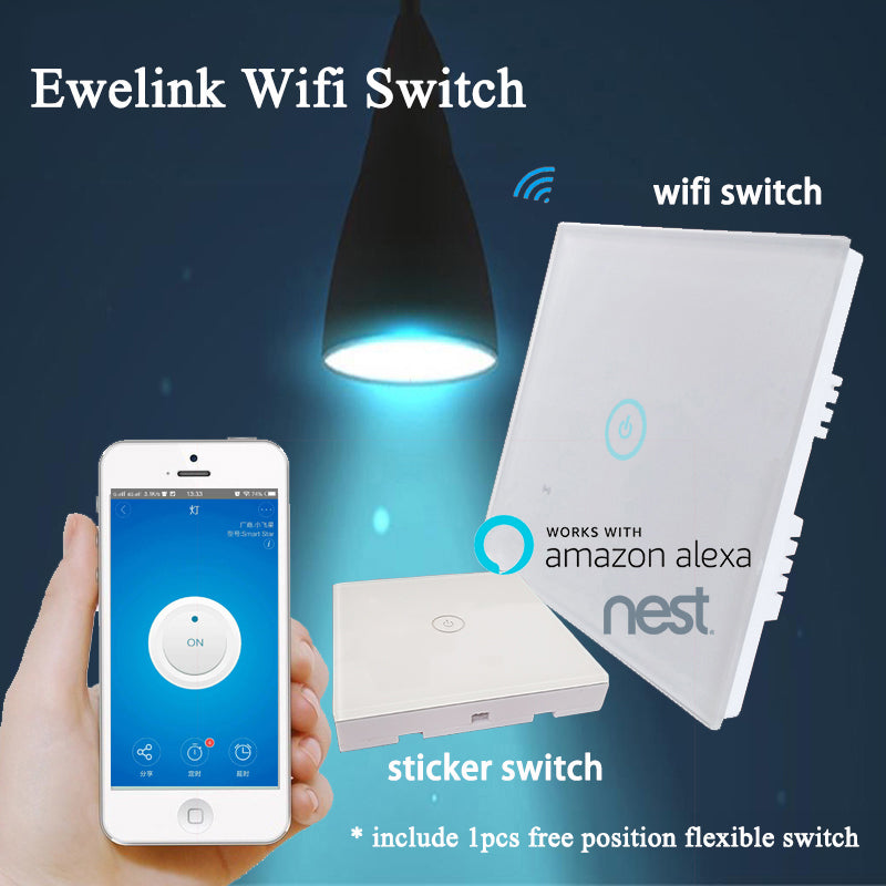 2017 Ewelink 1 Gang 2way WiFi Wall Light Touch Switch Panel with free position flexible Switch 85-250V IOS Andorid Phone Remote